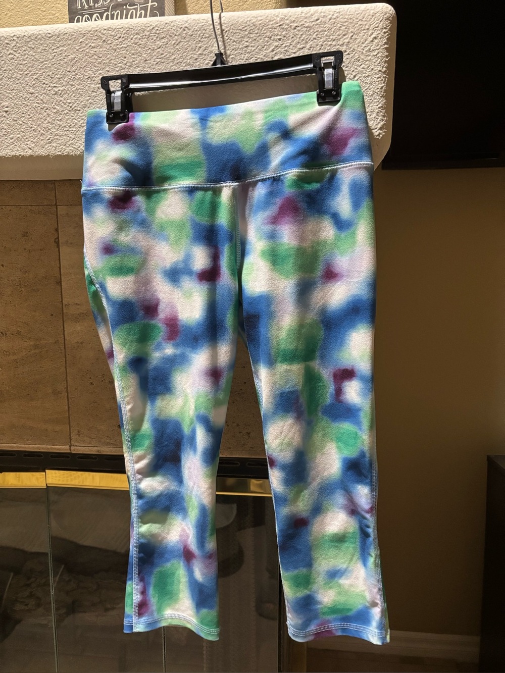 DSG Tie-Dye Capri Leggings in Blue, Green & Purple